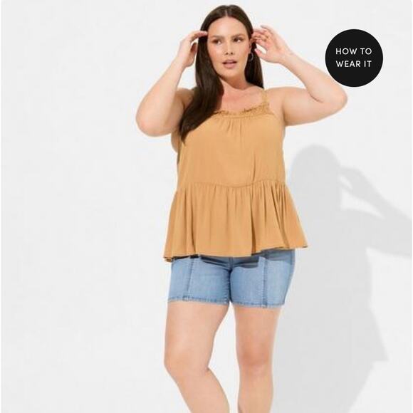 Torrid Washable Crinkle Gauze Sleeveless Crochet Tank Women's Size Large - Picture 3 of 4